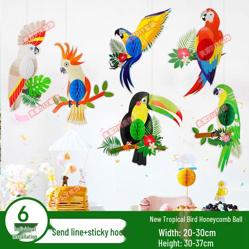 Spring Tropical Fruit Party Ceiling Decorations: Pineapple, Strawberry, Apple, and Grape Honeycomb Balls