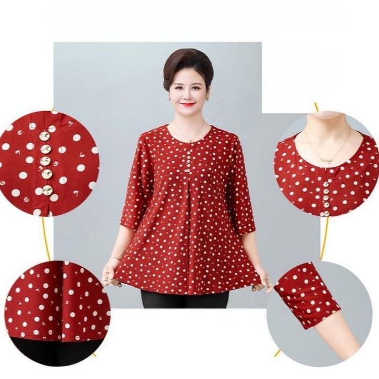 Summer Women Loose Short Sleeve Print Blouse Round Neck Plus Size Tshirt