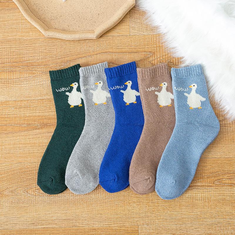 5 Paires de Chouchous pour Dames Nouvel Automne et Hiver Animal Cartoon Chouchous Épaissis Chauds en Laine de Lapin Chaussettes Tubes