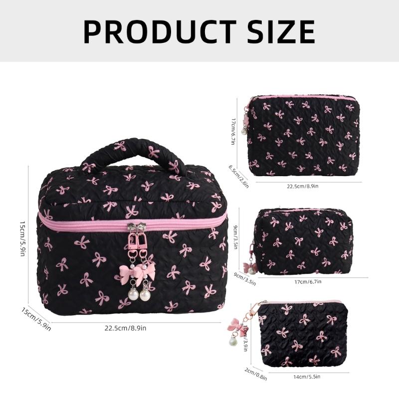 Cosmetic Bag Large Capacity Toiletry Bag Aesthetic Cosmetic Organizers Bows Makeup Bag Skincare Organisers for Women