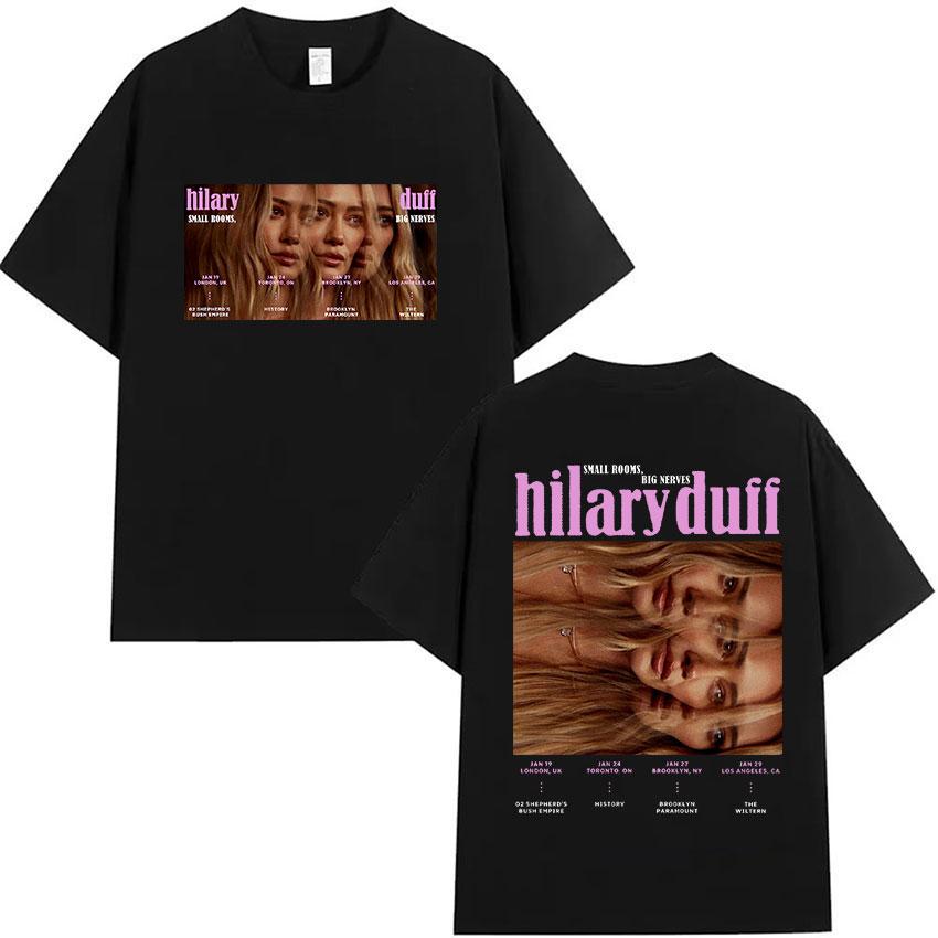 Hilary Duff SMALL ROOMS BIG NERVES Tour 2026 Grafisk T-shirt Unisex Dam Sommar Estetisk Vintage Mode Överdimensionerad Bomulls-T-shirt