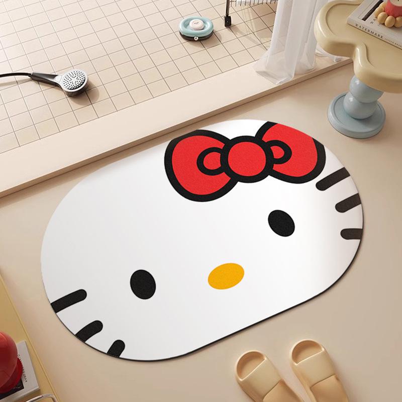Hello Kitty Quick-Dry Non-Slip Diatomaceous Earth Bath Mat - Absorbent and Easy to Clean