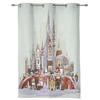 Christmas City Houses Building Castle Curtains for Bedroom Living Room Drapes Kitchen Children's Room Window Curtain Home Decor