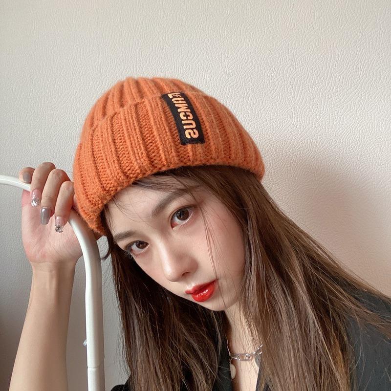 Winter hat women's versatile fashion long standard wool hat winter warm ear protection bag head knitted hat