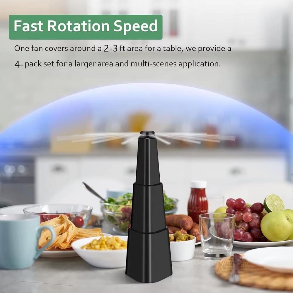 Fly Fans for Tables, Bug Fans with Holographic Blades, Keep Flies Away from Picnic, BBQ, Restaurant, Party, Indoor and Outdoor