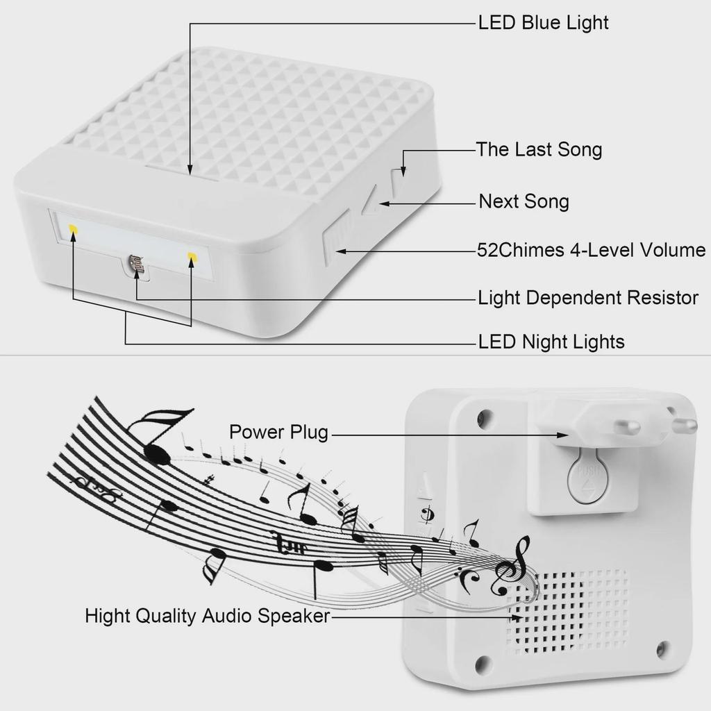 Wireless Smart Solar Music Doorbell for Homes, Hotels, and Villas - Long-Range.