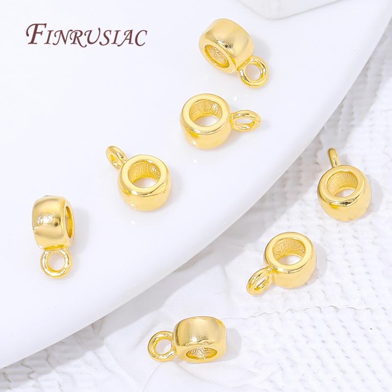 18K Gold Plated Pendant Bail Connectors For Jewelry,Brass Bail Beads Spacer,DIY Necklace Making Accessories,Tube Bail Beads