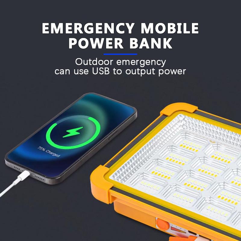 Outdoor Strong Sunlight Lighting Solar LED Floodlight IP66 Waterproof USB RechargeablePortable Camping Tent Fishing Work Light