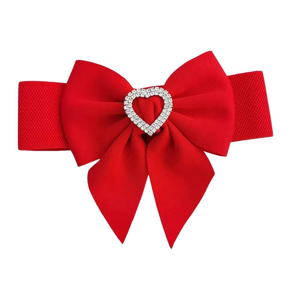 Rhinestone Wide Bow Corset Waist Belt PU Leather Waistband Strap  For Skirts Dress Top Clothes