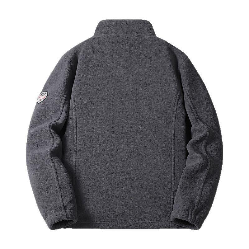 Men's Plush Fleece Jacket - Thick, Warm, Windproof Cardigan for Autumn/Winter with Stand Collar.