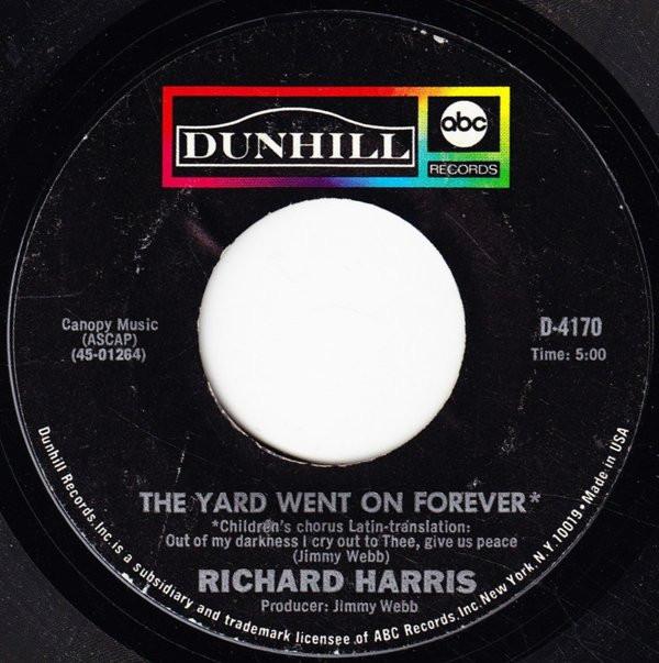 7inch Record RICHARD HARRIS The Yard Went On Forever D4170 Dunhill 1968 US Pop Used