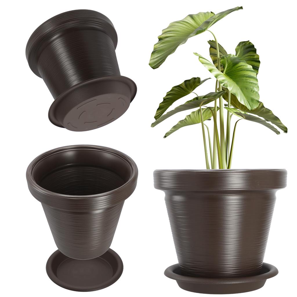 KADAX Doniczka Donica Na Kwiaty 39cm Osłonka Z Podstawką Rośliny Ceglasta