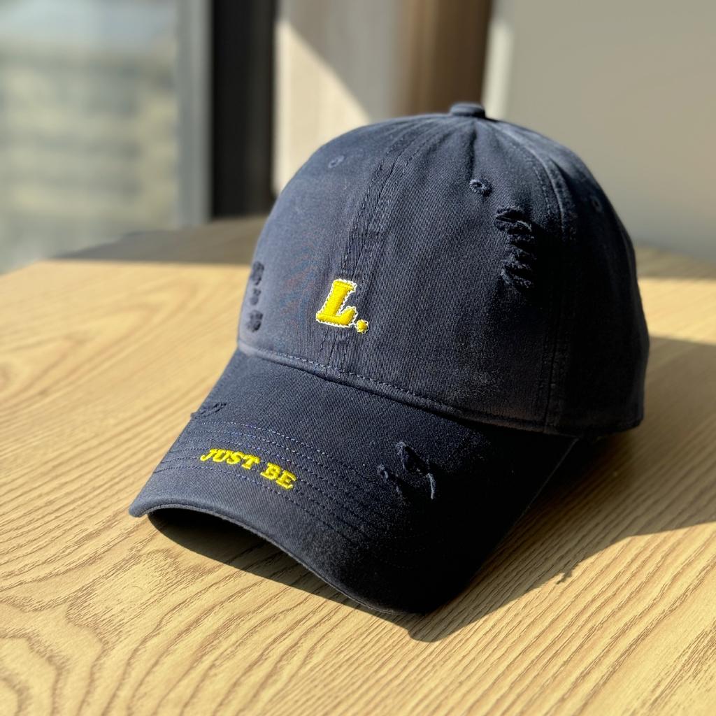 High-quality ripped embroidered baseball cap for women, simple and versatile, blue, for spring and summer L Large head circumference baseball cap