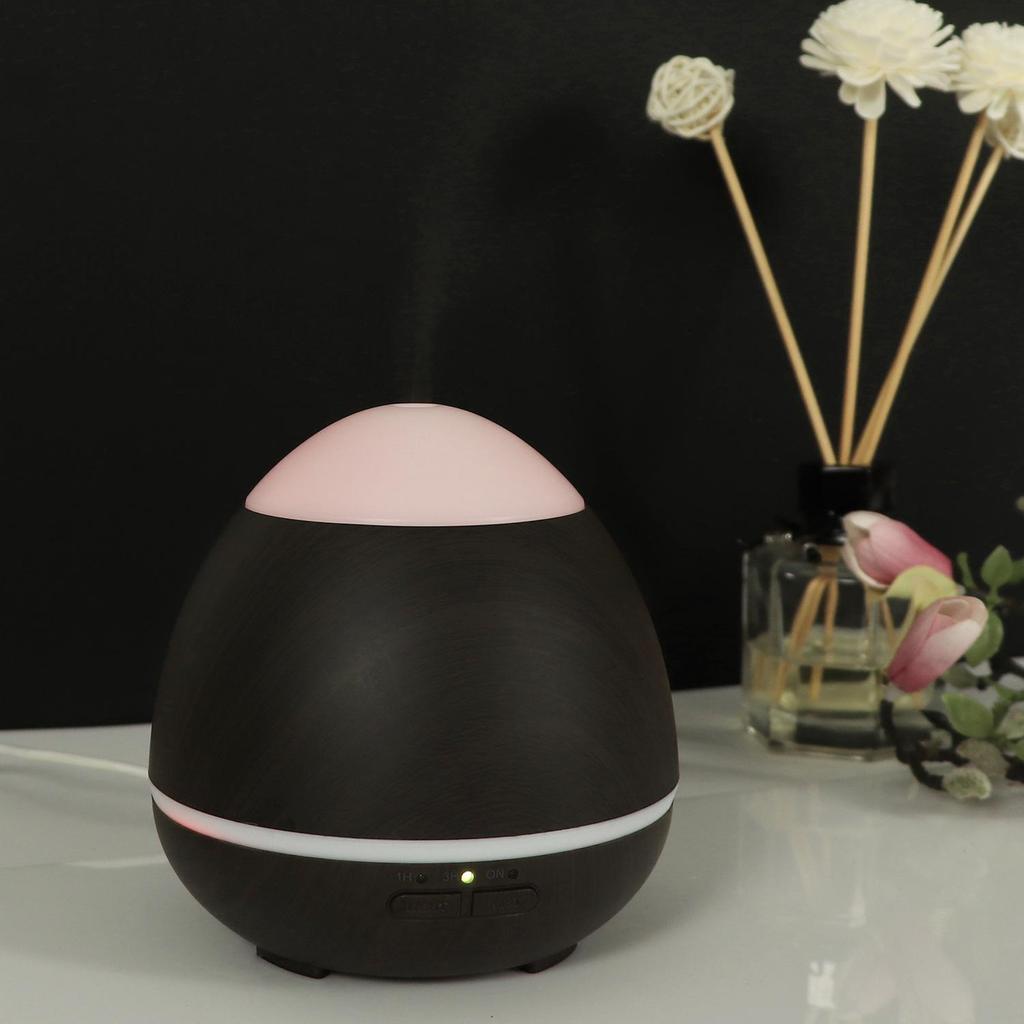 Wood Grain Aroma Diffuser with Seven-Color LED Humidifier