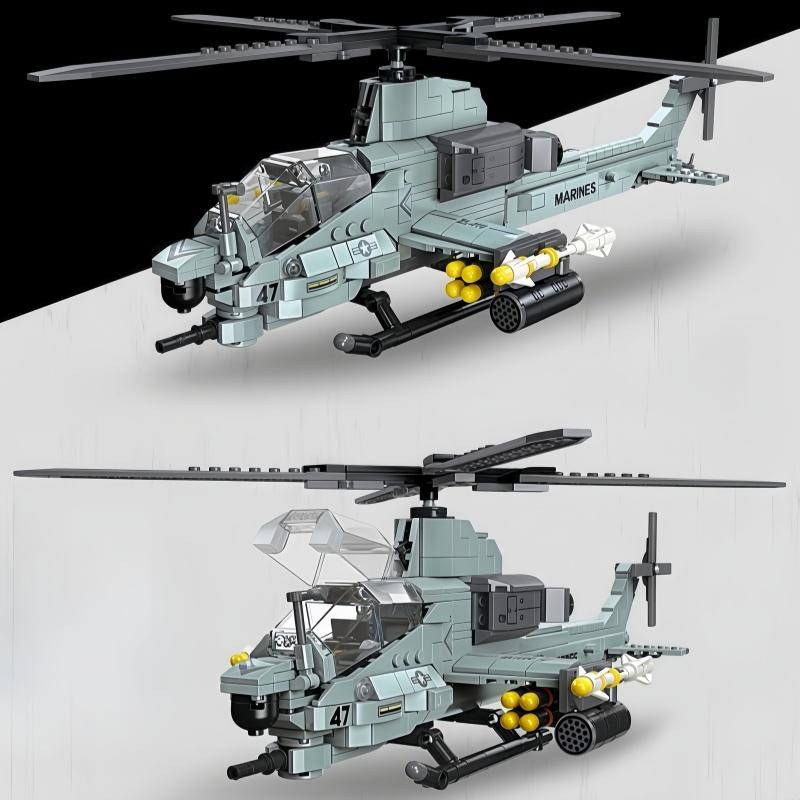KNEW BUILT Helicopter Fighter Jet Building Block Toys-Boys' Favorite Plane DIY Puzzle FunHoliday Gifts for KidBirthday Party