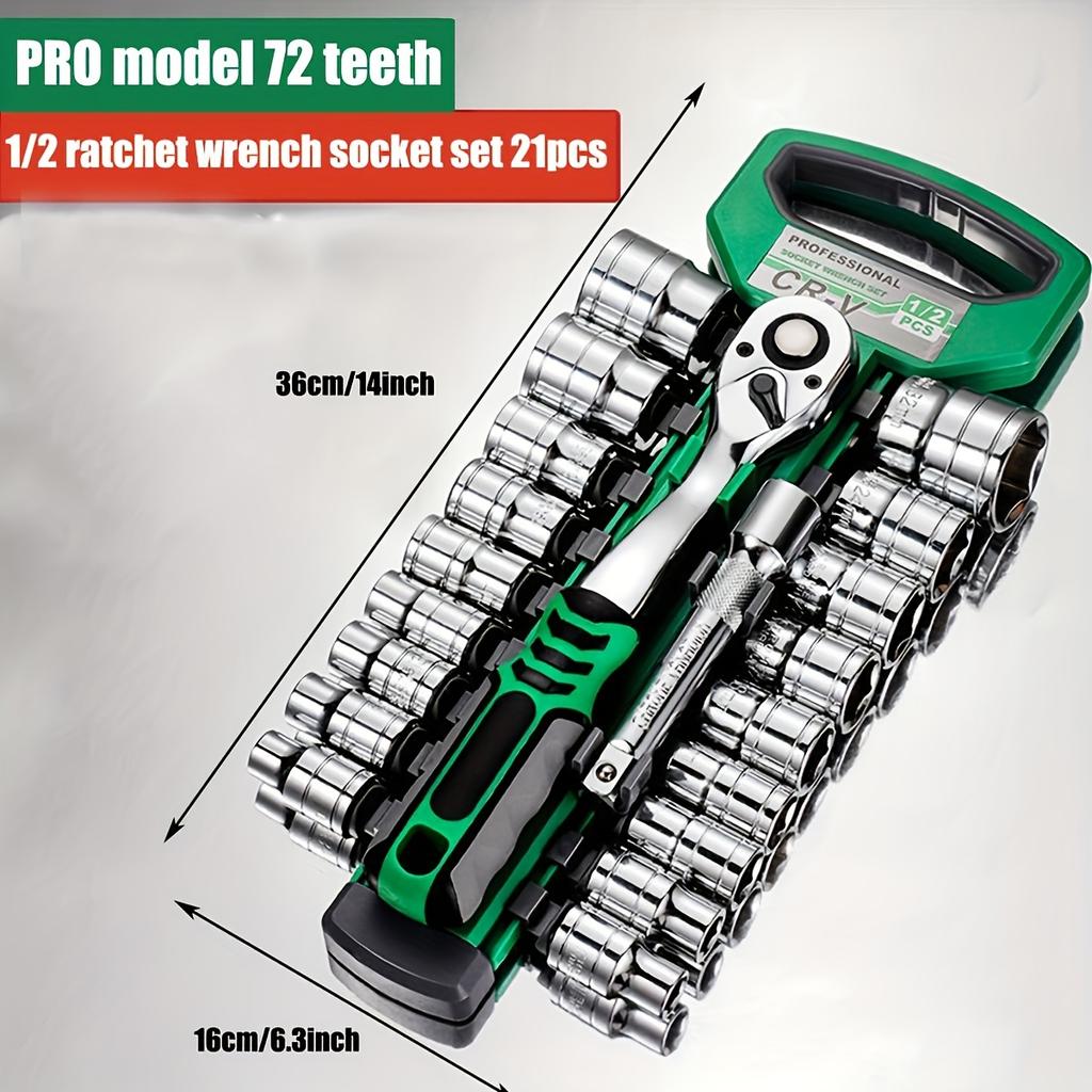 72zubý 12dílný ráčnový klíč a sada nástrčných klíčů 1/4" - 3/8" - 1/2" metrická sada sada pro údržbu automobilů a domácí nářadí