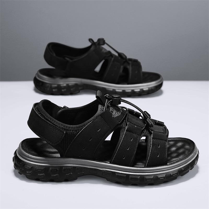 Fashion 2024 New Handmade Sandals Men Breathable Summer Shoes Man Outdoor Men Sandals Antiskid Beach Sandals Hollow Shoes