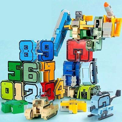 Skaitmeninis robotas 0-9 su surinktais simboliais skaitmeninės deformacijos statybiniai blokeliai vaikų ankstyvojo ugdymo žaislai mokslo ir ugdymo statybiniai blokeliai