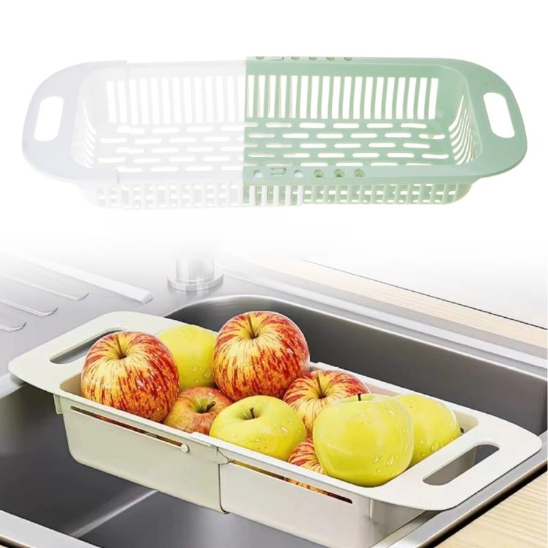 Over the Sink Colander Plastic Strainer Basket for Fruit and Vegetable Washing Waterproof Kitchen Dish Storage Shelf