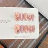 10Pcs Cute Cat Eye Short Press On Nails Christmas Snowman Bow Snowflake Cherry Apple Full Cover Fake Nails Gift