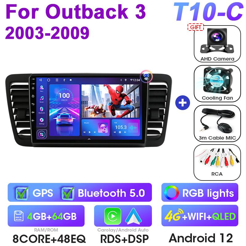 2 Din Android 12 Car Radio For Subaru Outback 3 Legacy 4 2003 - 2009 Multimedia Video Player GPS 4G Carplay Auto Stereo DVD QLED
