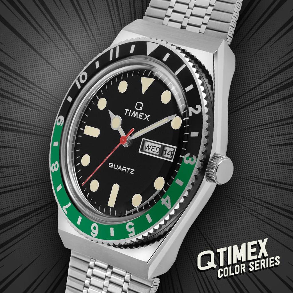 TIMEX Q Black x Green TW2U60900 Genuine Product