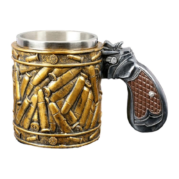 

High-quality Western Revolver Gun With Ammo Bullet Beer Mug for Collecting 1
