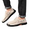 Men's Casual Large Size Lace-Up Round Toe Leather Loafers Slip-On Shoes Durable Flexible Sole Comfortable Fit