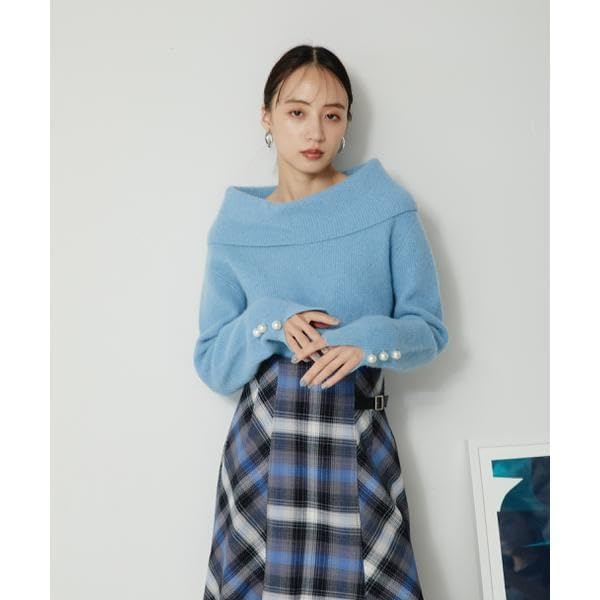 Jill by Jill Stuart Alpaca Con Lame Knit Blue Women's Sweater,