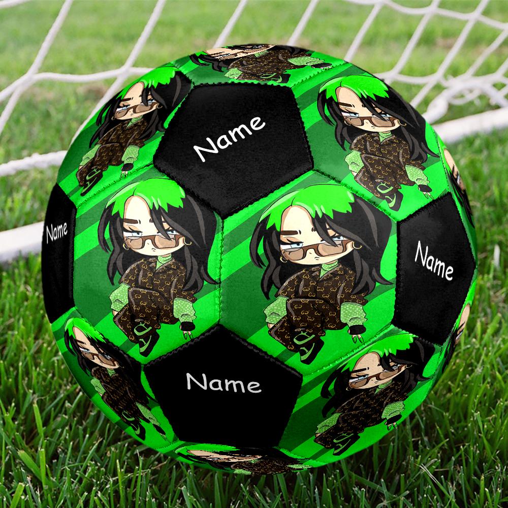 Custom Name Billie Eilish Theme Size 5 Soccer Ball, Suitable for Both Indoor and Outdoor Matches, a Gift Suitable for Everyone.