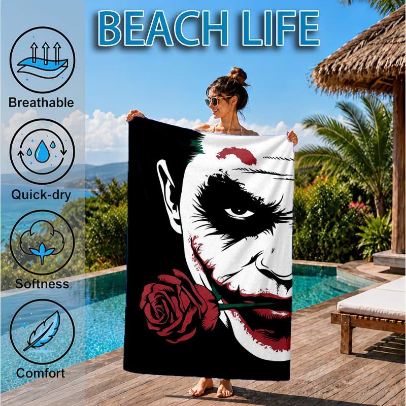 Cool Clown Pattern Beach Towel, Microfiber Beach Towel, Perfect For Pool, Beach, Travel, Home Decor Beach Party Fan Gifts