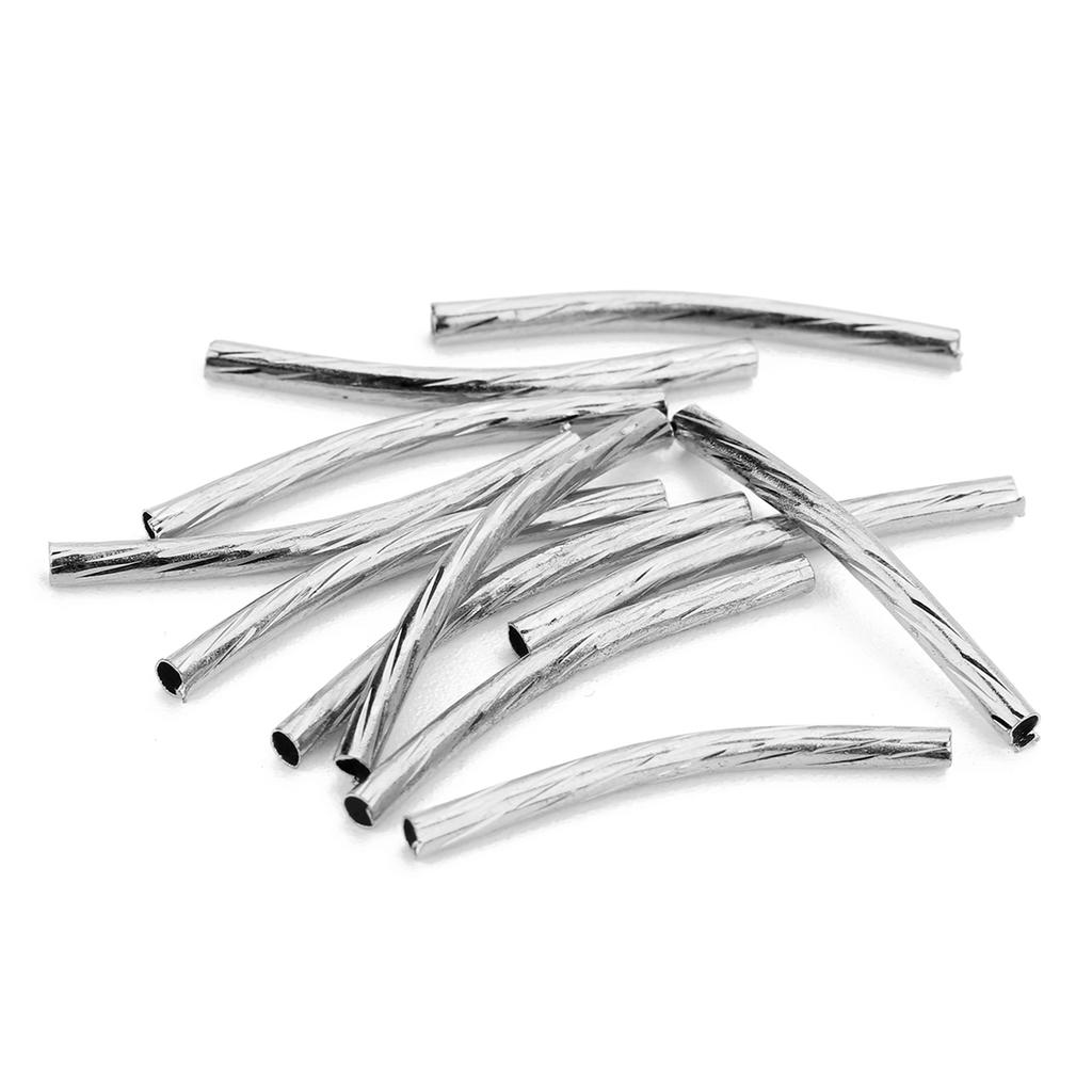 100PCS/Lot 2x25mm Stripe Curve Tube Beads Spacer Beads Connectors For DIY Jewelry Making Bracelet Necklace Accessories Wholesale