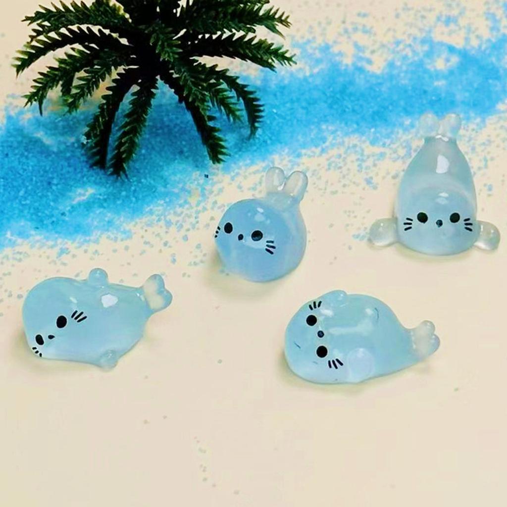 Set of 100 Resins Seal Miniature Statues With Glowing In Dark Effect For Shelf Desk and Garden Aquariums Display