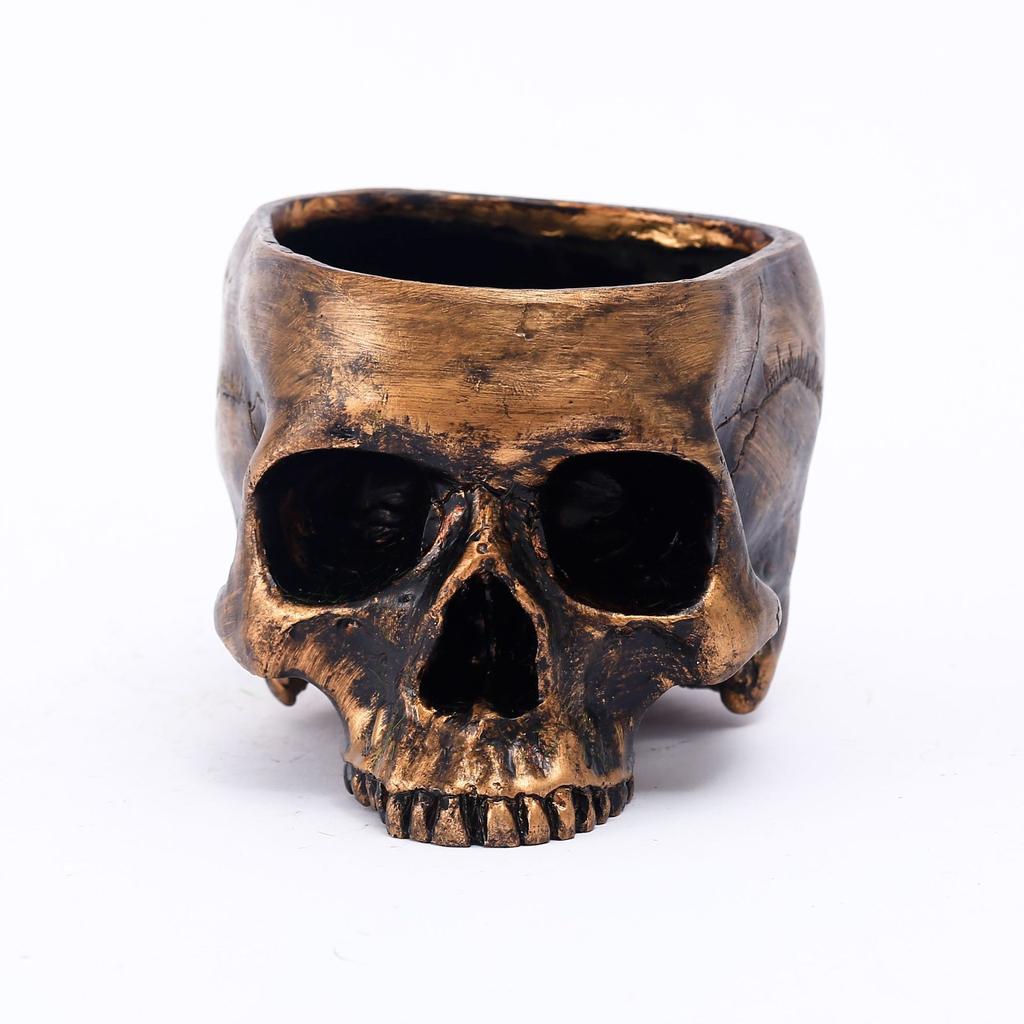 Bronze Skull Desktop Storage Ornaments Skull Flowerpot Halloween Holiday Decoration Home Accessories