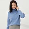 Women's 100% Merino Wool Cable Knit Turtleneck Sweater