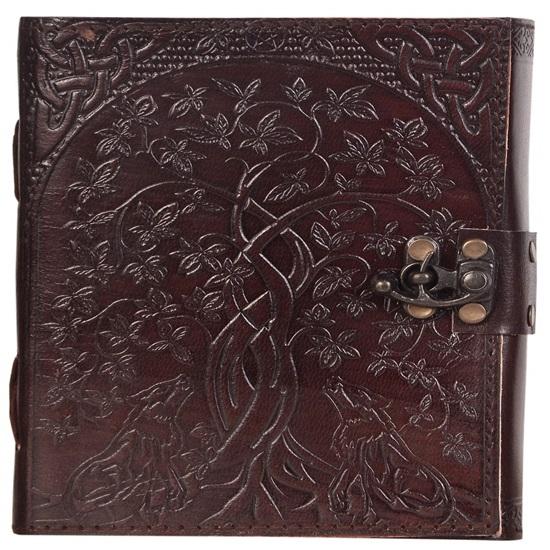 Leather Diary Journey Double Wolf Diary With Lock For Artist Sketchbook,Scrapbook,Drawing,Writing 17.78 X 12.7 Cm 240 Pages