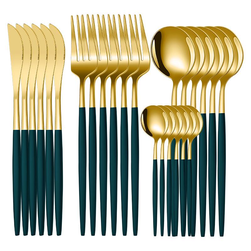 2025 Stainless Steel 24-Piece Cutlery Set for Hotels & Restaurants: Steak Knife, Fork & Spoon