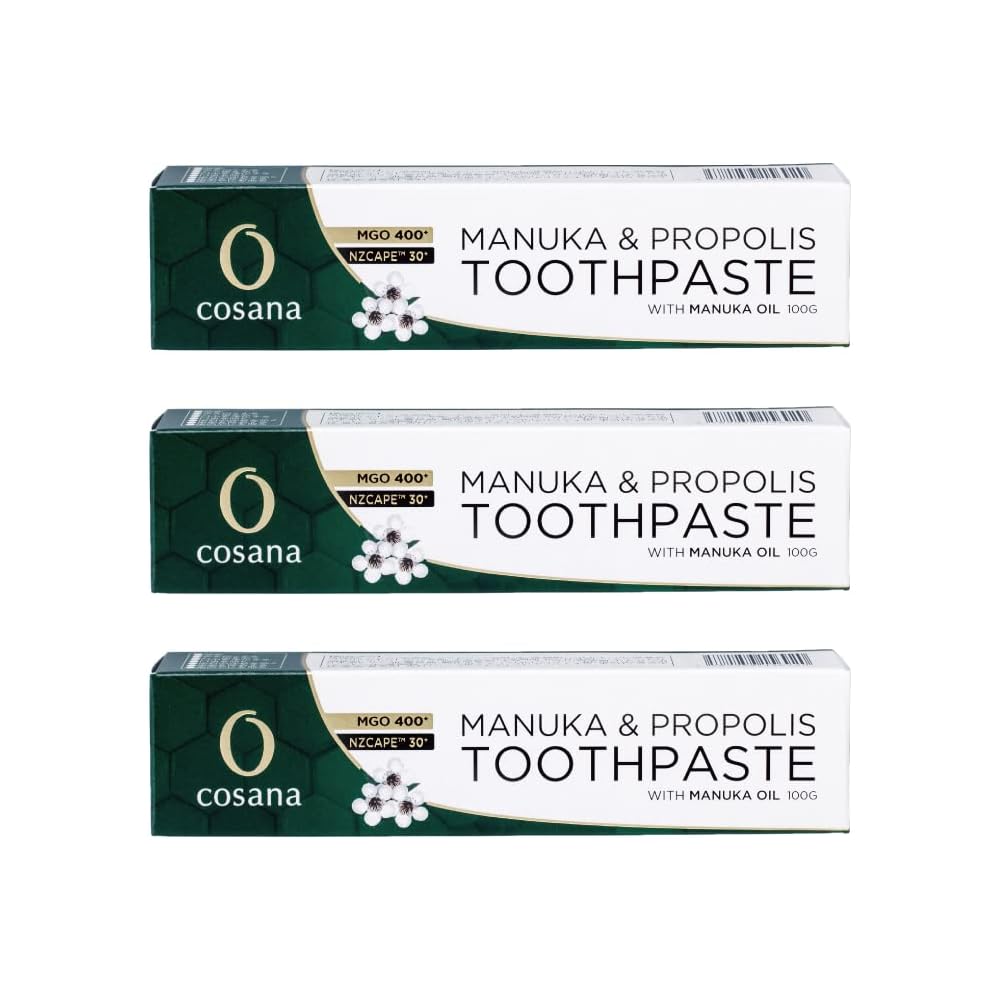 Cosana Propolis & Manuka Honey Toothpaste Green MGO400+ 100g Set of 3 Non-Foaming with Manuka Oil