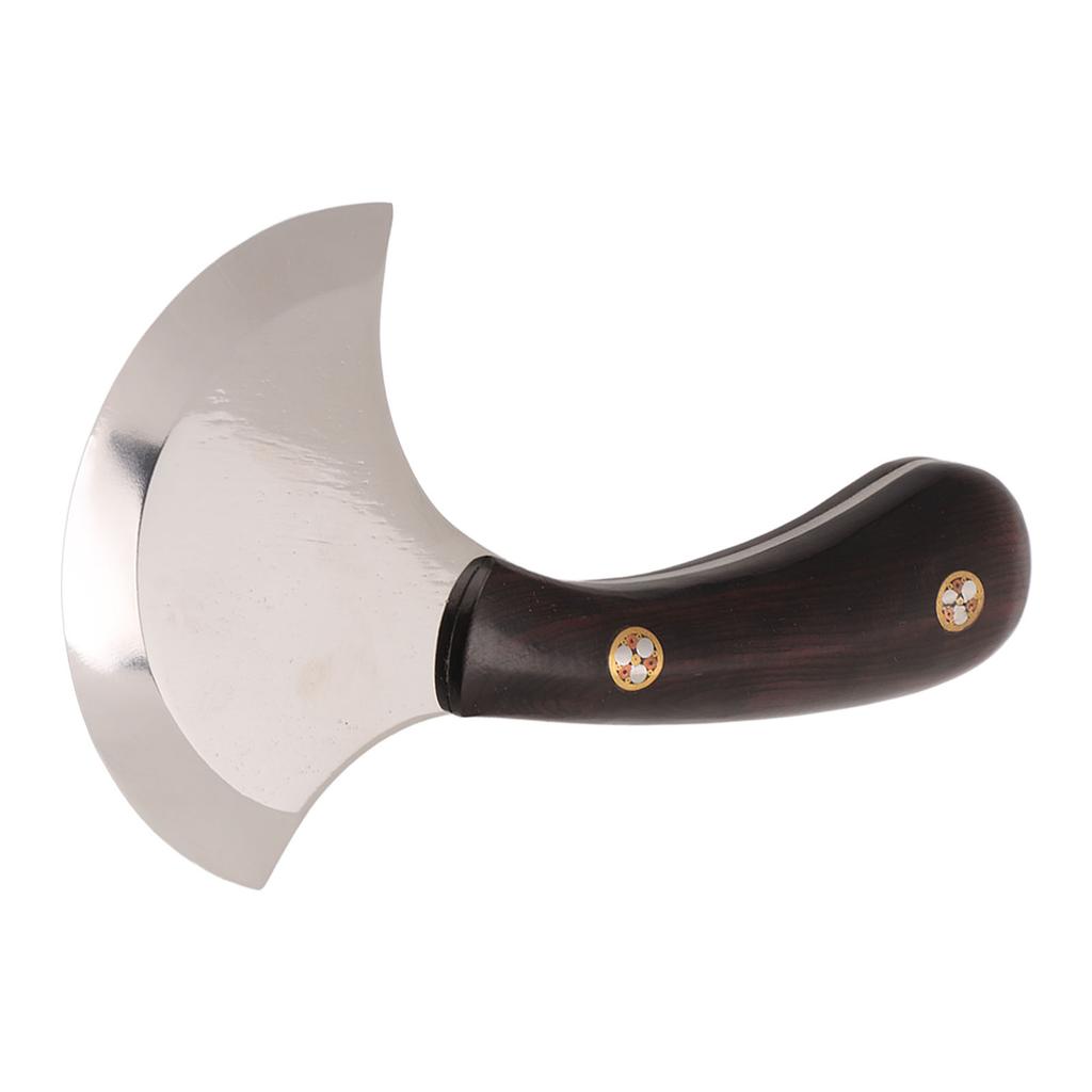 Leather Round Knife DIY One Piece Grinding Powder Steel Incisive Blade Ebony Handle Leather Skiving