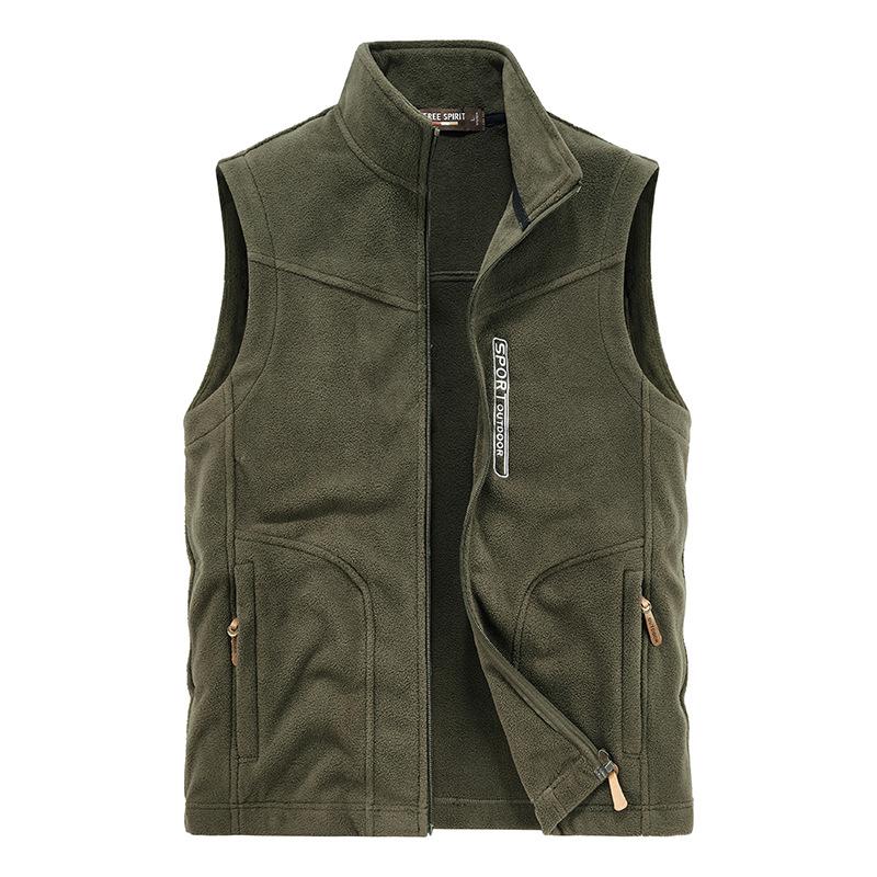 

Мужская зимняя верхняя одежда, толстый теплый флисовый жилет без рукавов, куртка, жилет, мужская осенняя одежда, тактический жилет для мужчин, большие размеры L армия зеленый