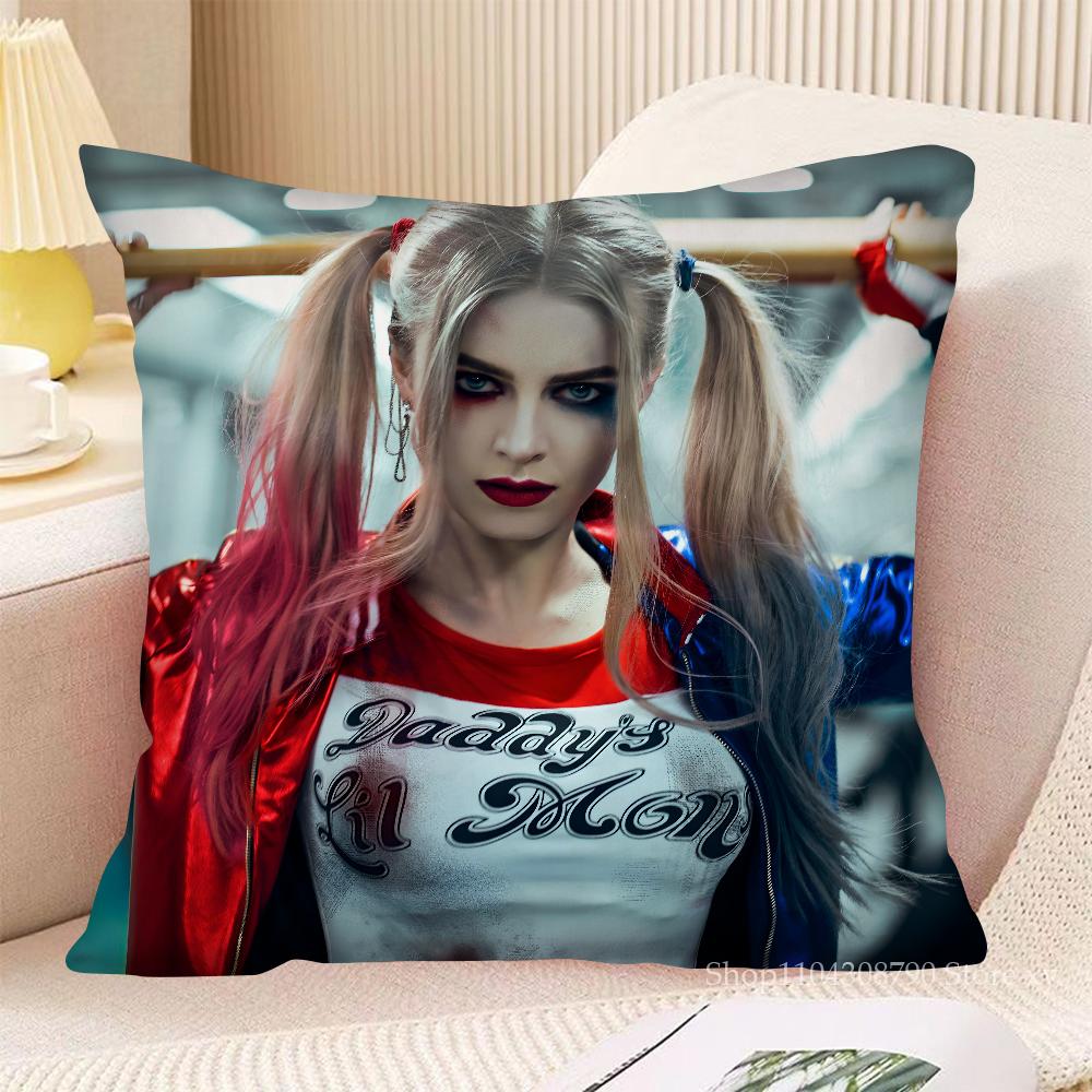 H-Harley Q-Quinn Pillow Case Fashion Square Pillowcase Bedroom Sofa Room Ins Decoration Leisure Cushion Cover 40x40