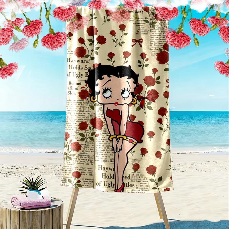 Betty Boop Beach Towel Suitable for Travel, Outdoor Activities, Swimming Pools, Yoga, Surfing, Camping, Hiking, Gym