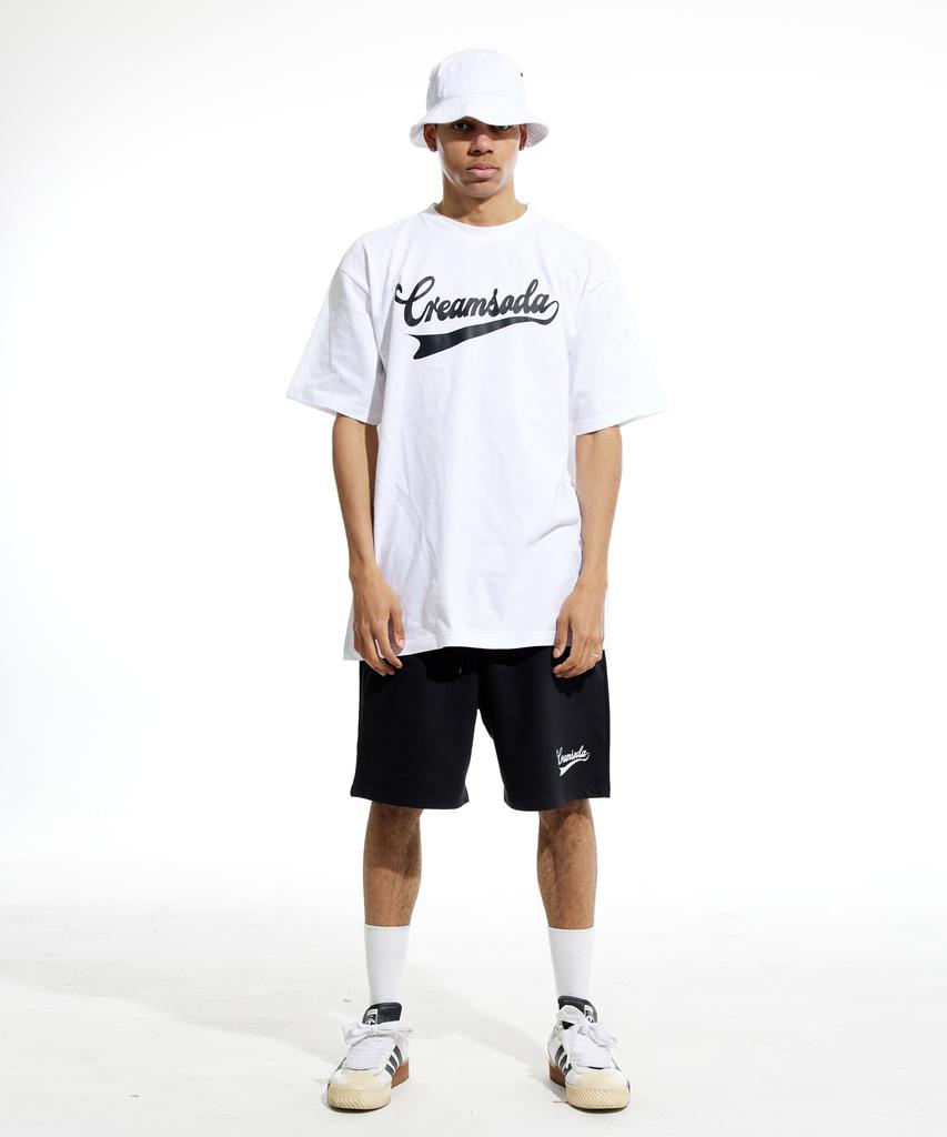 CREAM SODA LAB Lab Authentic Logo Training Shorts Black White