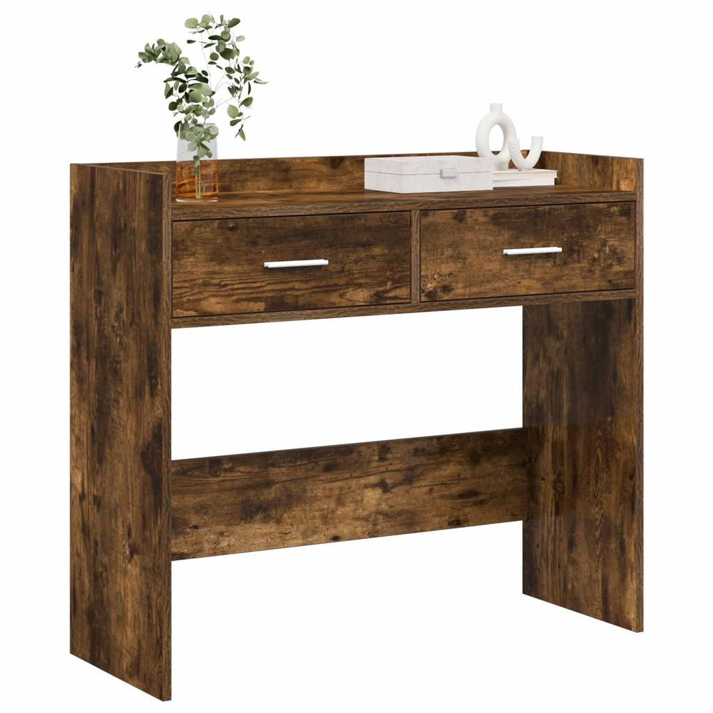 Console Table Smoked Oak 90 x 35 x 80 cm Wood Based Material