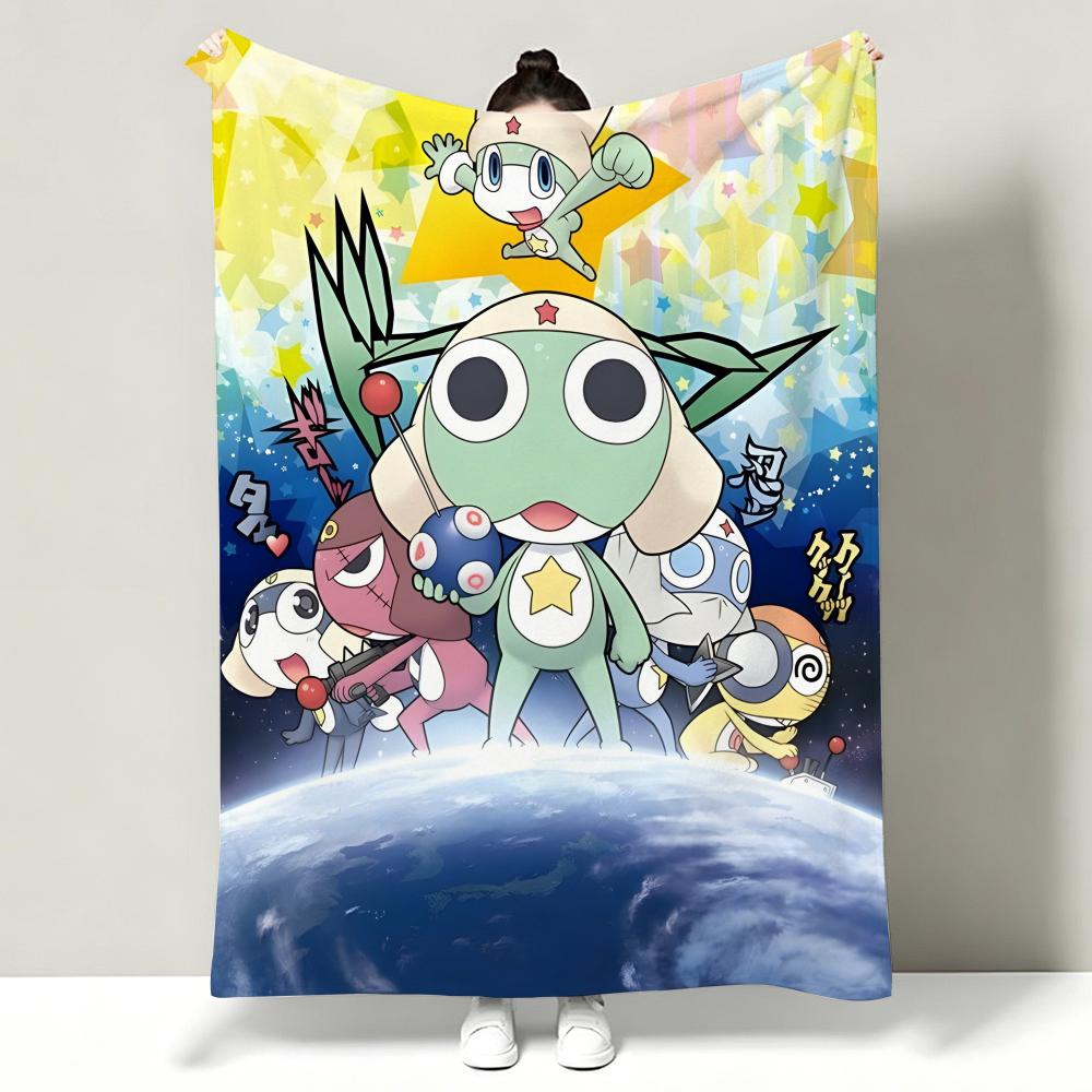 Anime KKeroro GGunso Throw Soft Warm Flannel Throw Blanket Multiuse for Sofa Bed Office Nap