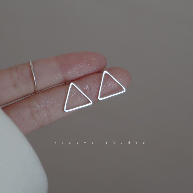 Normcore Big Geometric Triangle Earrings 925 Sterling Silver Niche Design Trendy Cool Easiest for Match Earrings Fashion Ornament Women