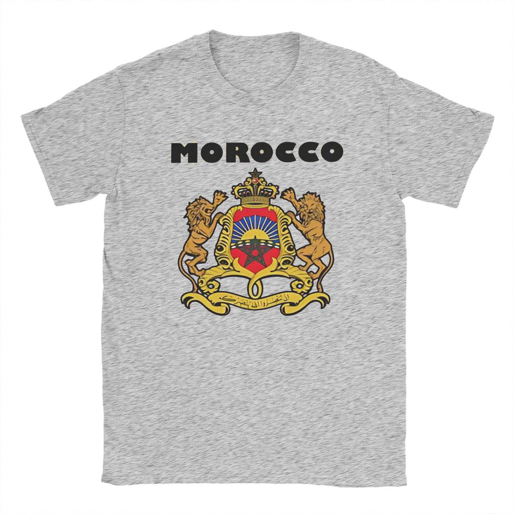 MOROCCO Lion Badge T Shirts for Men 100 Cotton Vintage TShirts Round Collar Tees Short Sleeve Clothing New Arrival