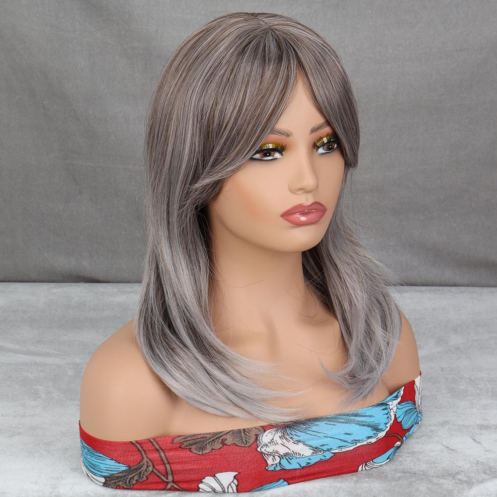 LISI HAIR Long Golden Synthetic Heat Resistant Fiber Wig with Bangs Straight Hair Wigs for Women Cosplay Daily Wear