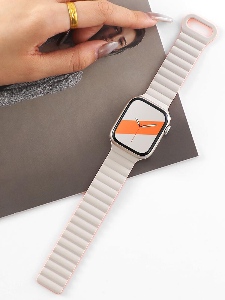 Silicone Loop magnetic strap for Apple watch band 44mm 40mm 45mm 49mm 41mm 38mm 42mm Bracelet iWatch series 8 3 SE 6 7 Ultra 2 9