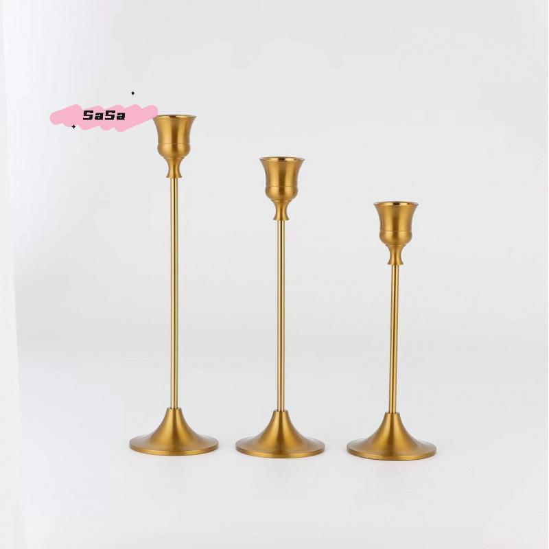 S-3Pcs Vintage Elegant Metal And Aluminum Tabletop Candle Holders, Suitable For Wedding Anniversary, Home And Hotel Decoration